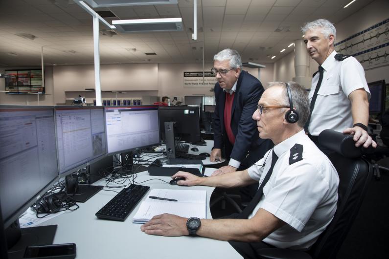 Control Room looking at computer